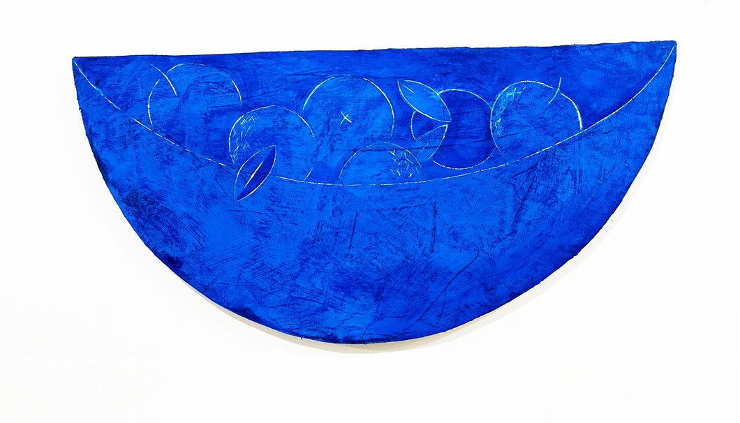 Blue apples plaster painting