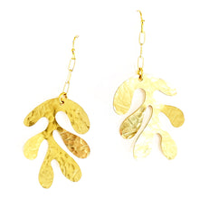 Load image into Gallery viewer, Hand hammered large single leaf earrings