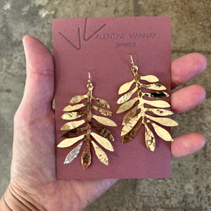 Hand hammered olive branch earrings