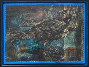'black bird IV' mixed media painting