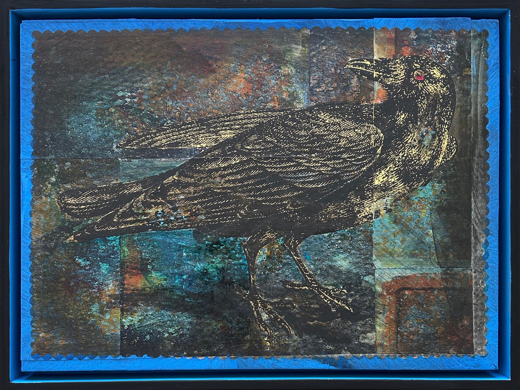 'black bird IV' mixed media painting