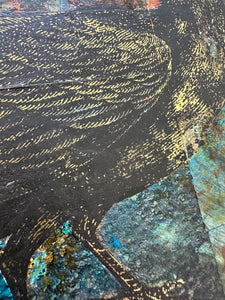 'black bird IV' mixed media painting
