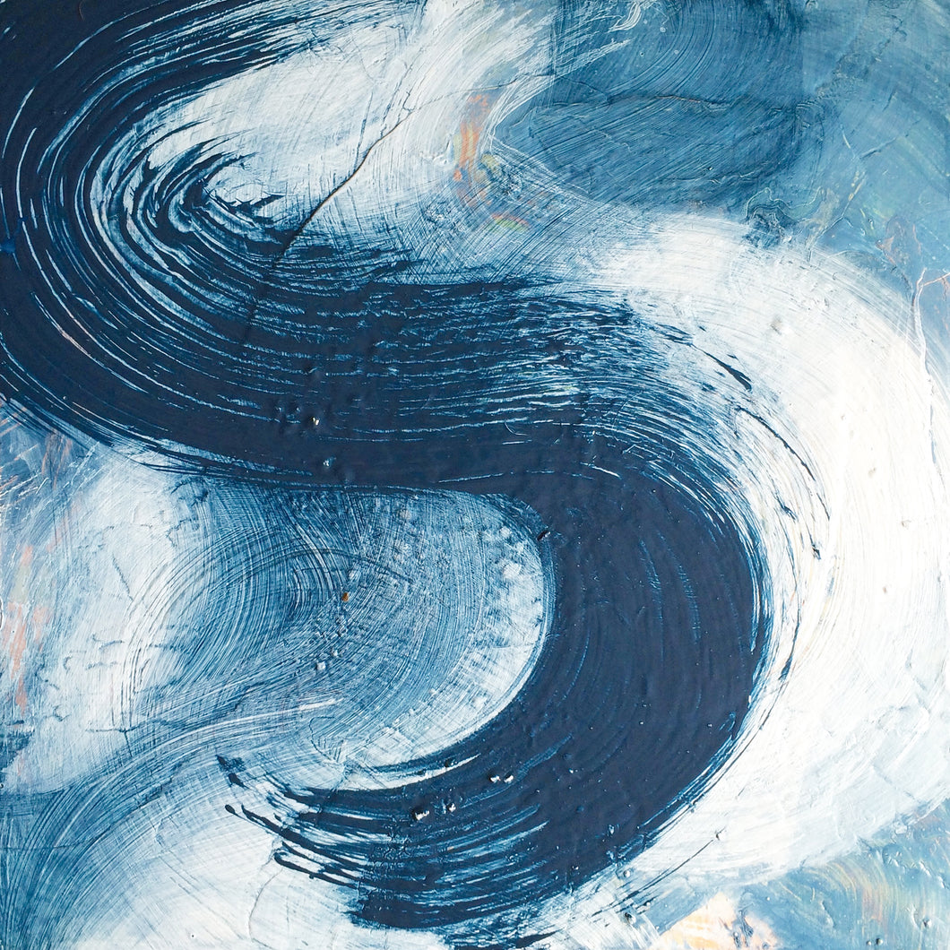 blue wave acrylic painting