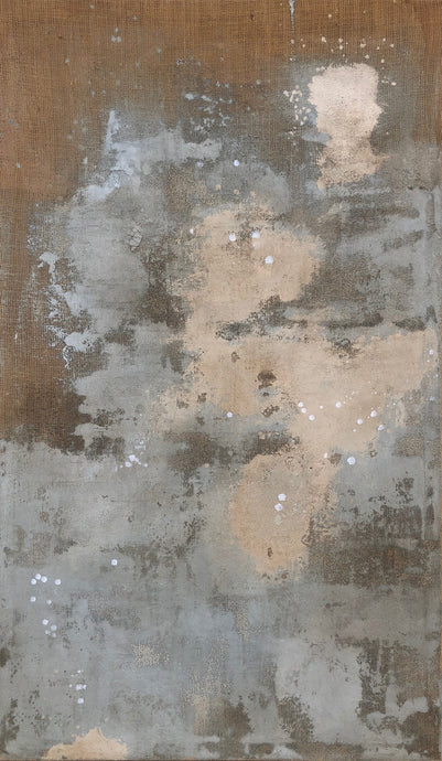 No105- Burlap and  plaster painting