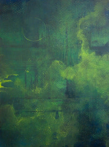 Green moon oil painting