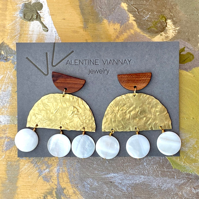 3 elements Hand hammered earrings