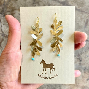 Hand hammered leaves earrings