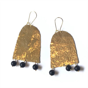 Hand hammered earrings with semi precious stone or pearls