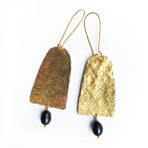 Hand hammered earrings with semi precious stone or pearls