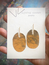 Load image into Gallery viewer, Modern tribal oval hand hammered earrings