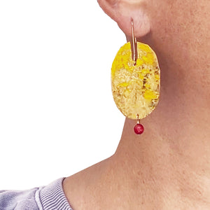 Modern tribal oval hand hammered earrings
