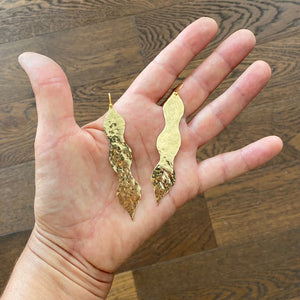 Peas pod hand hammered earrings